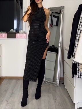 Zara Black Sleeveless Dress with Colorful Dots